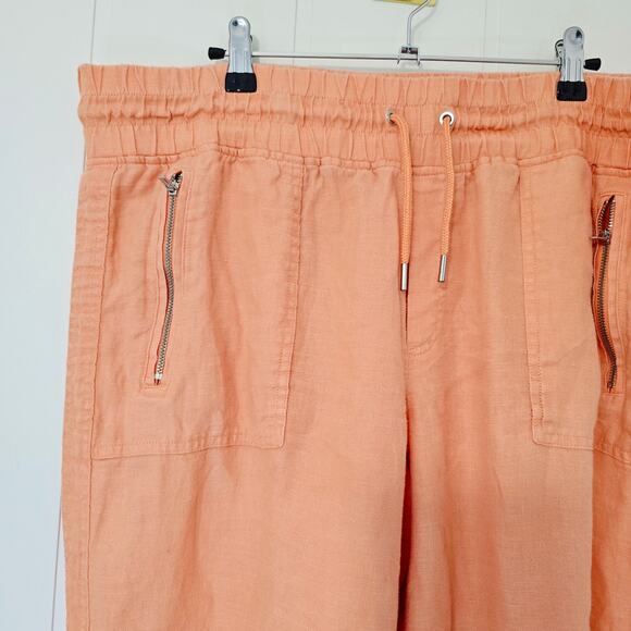 Athleta Cabo Linen Jogger Peach Lightweight Drawstring Size 16 - Picture 4 of 11
